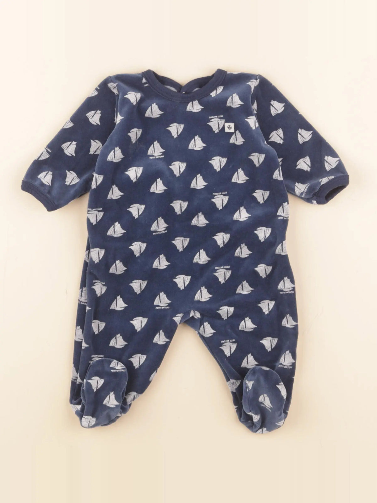 Petit Bateau - pyjama velours bleu - 3 mois