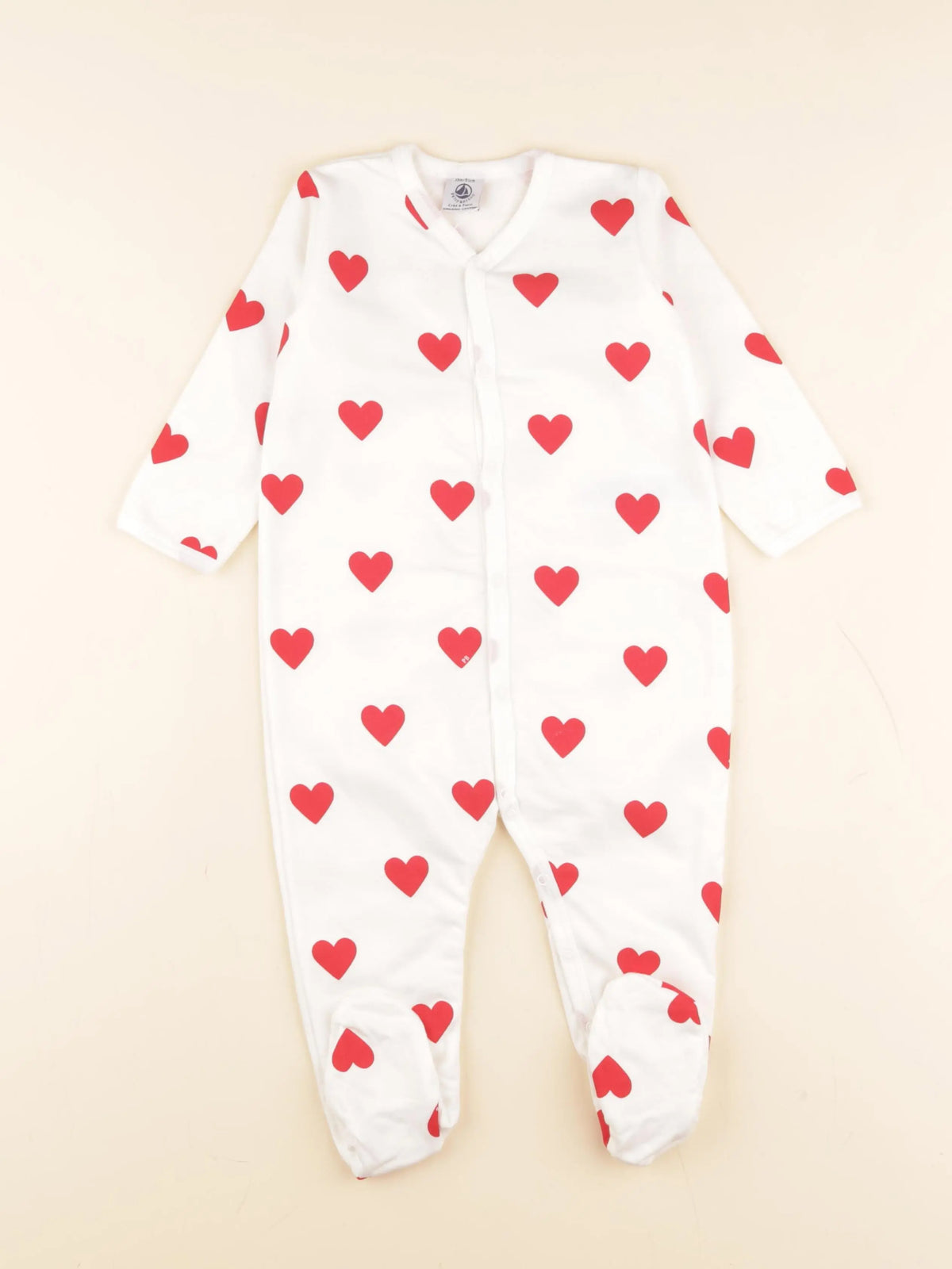 Petit Bateau - pyjama coton blanc, rouge - 18 mois