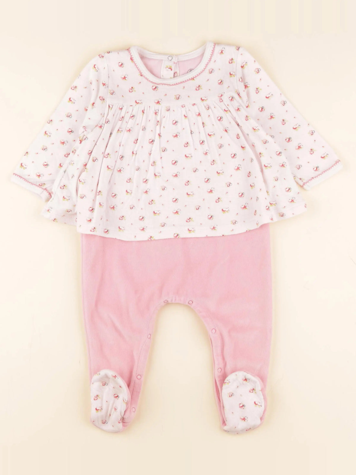 Petit Bateau - pyjama velours rose - 12 mois