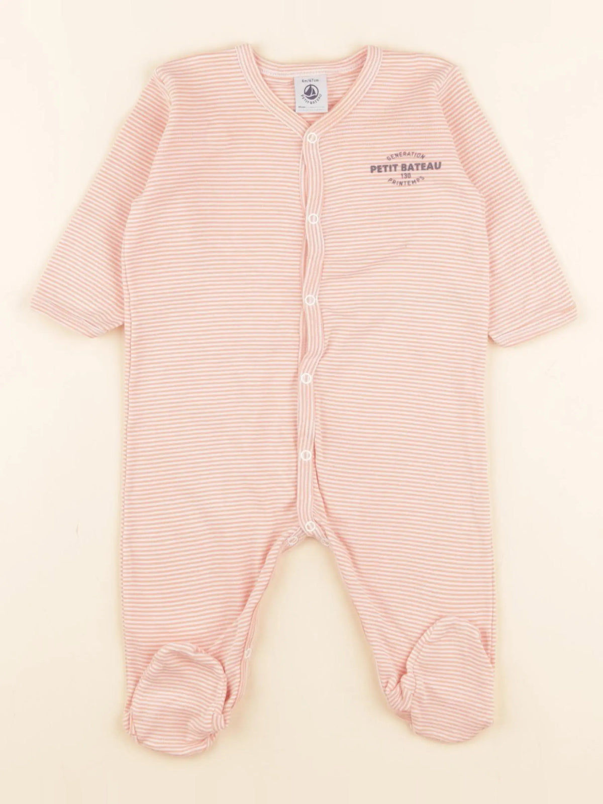Petit Bateau - pyjama coton orange - 6 mois