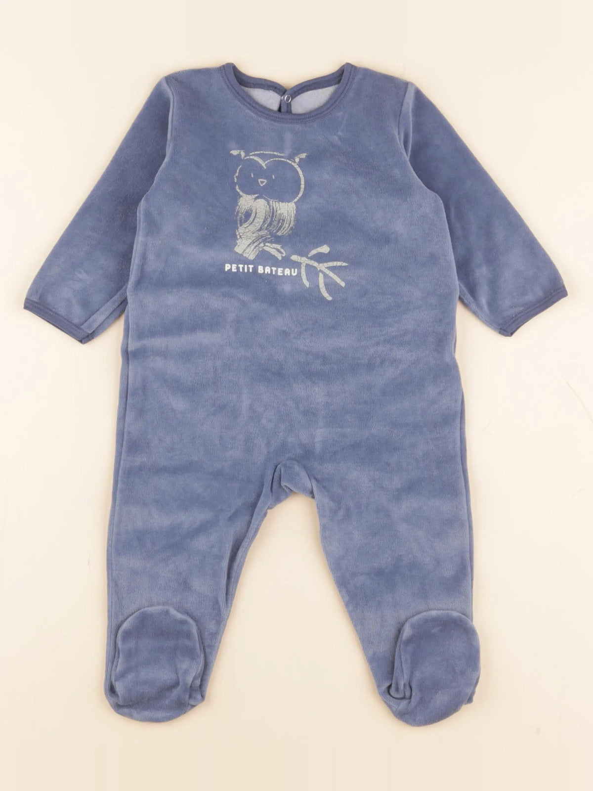 Petit Bateau - pyjama velours bleu - 12 mois