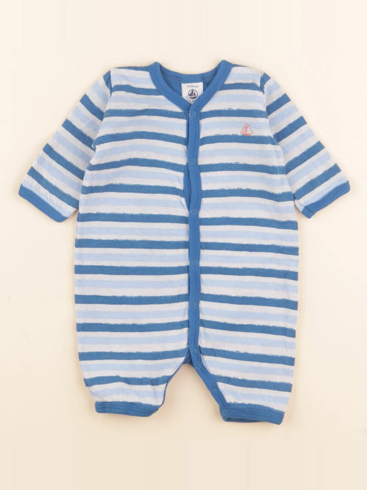 Petit Bateau - pyjama coton bleu - 1 mois