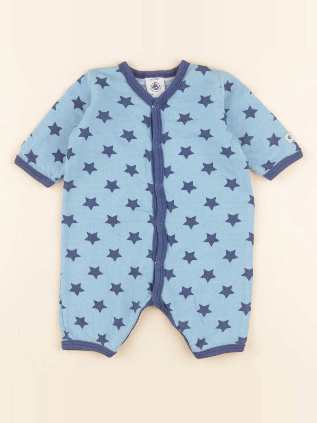 Petit Bateau - pyjama coton bleu - 1 mois