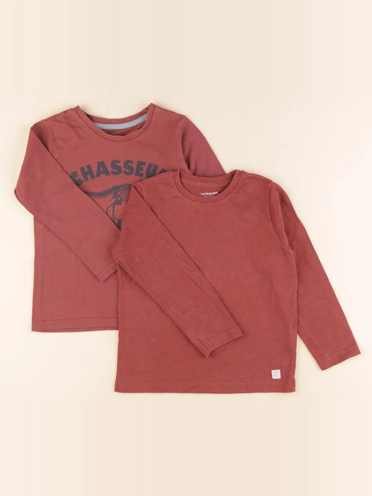 Vertbaudet - lot de 2 tee-shirts rouge - 4 ans