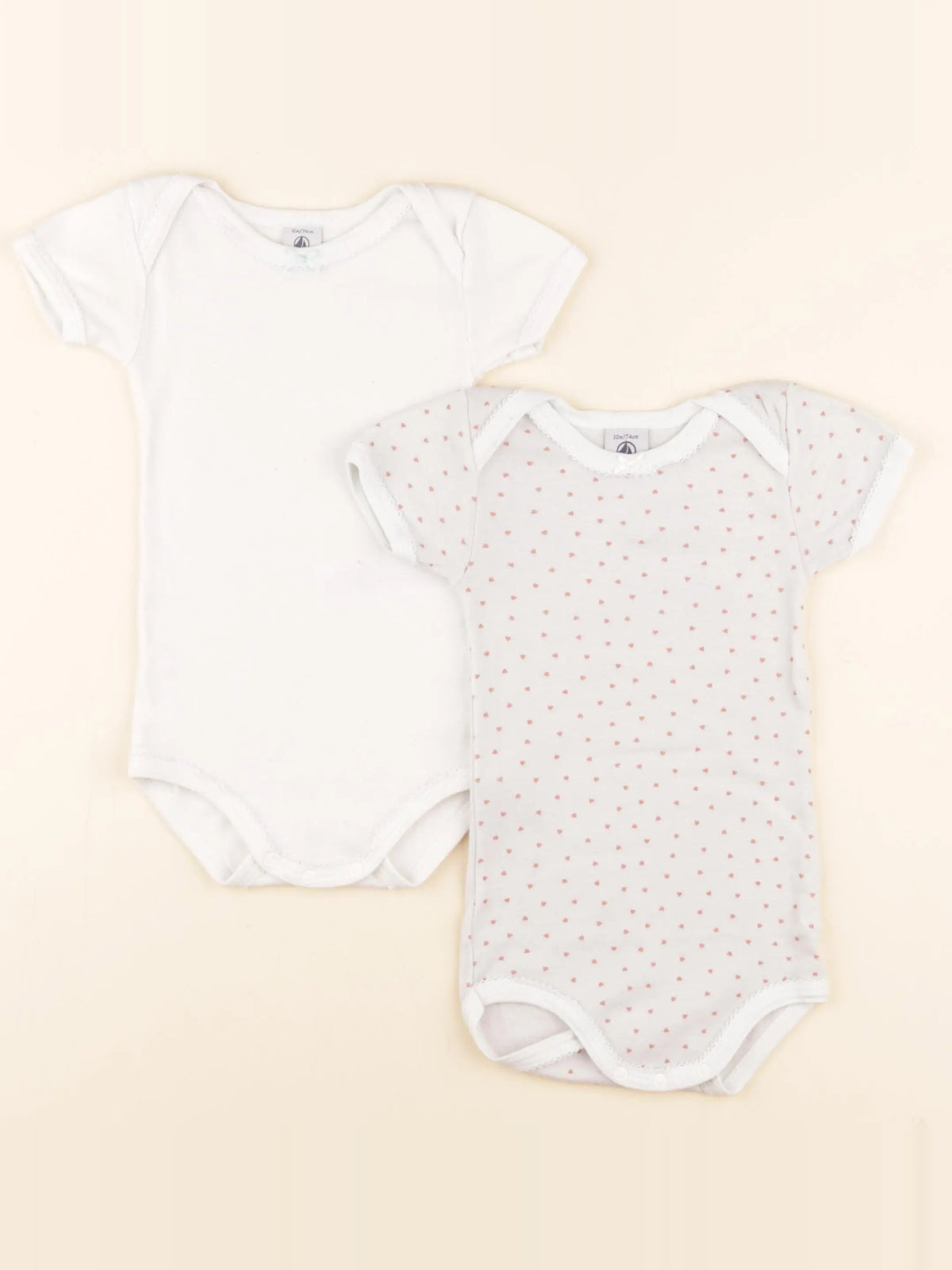 Petit Bateau - lot de 2 bodies en coton blanc - 12 mois