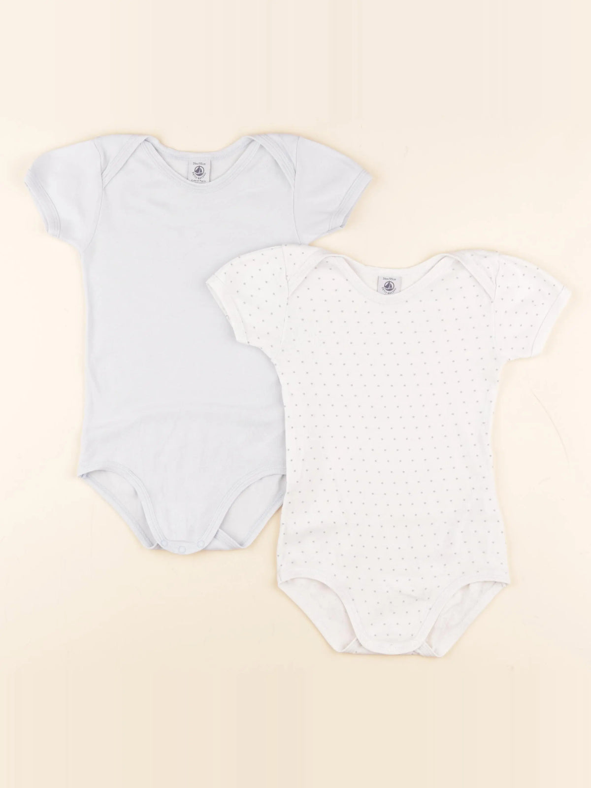 Petit Bateau - lot de 2 bodies en coton bleu, blanc - 36 mois