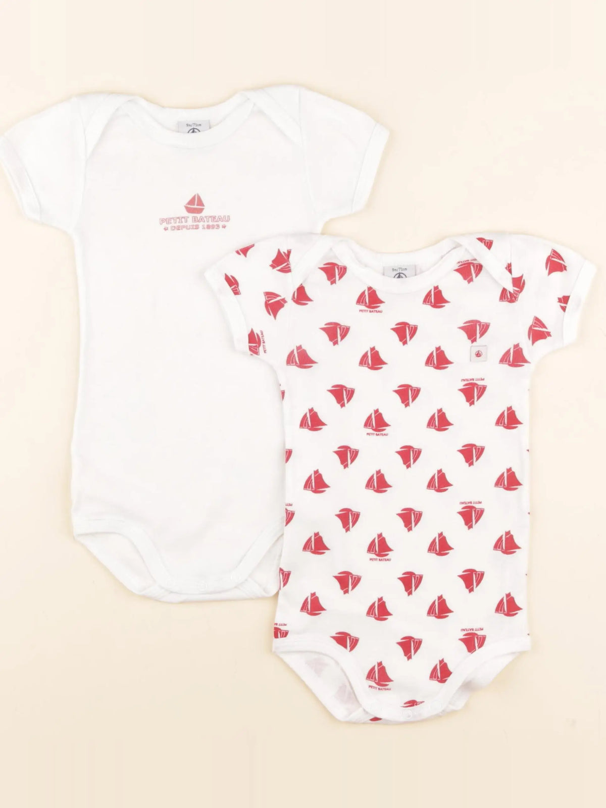 Petit Bateau - lot de 2 bodies en coton blanc - 9 mois