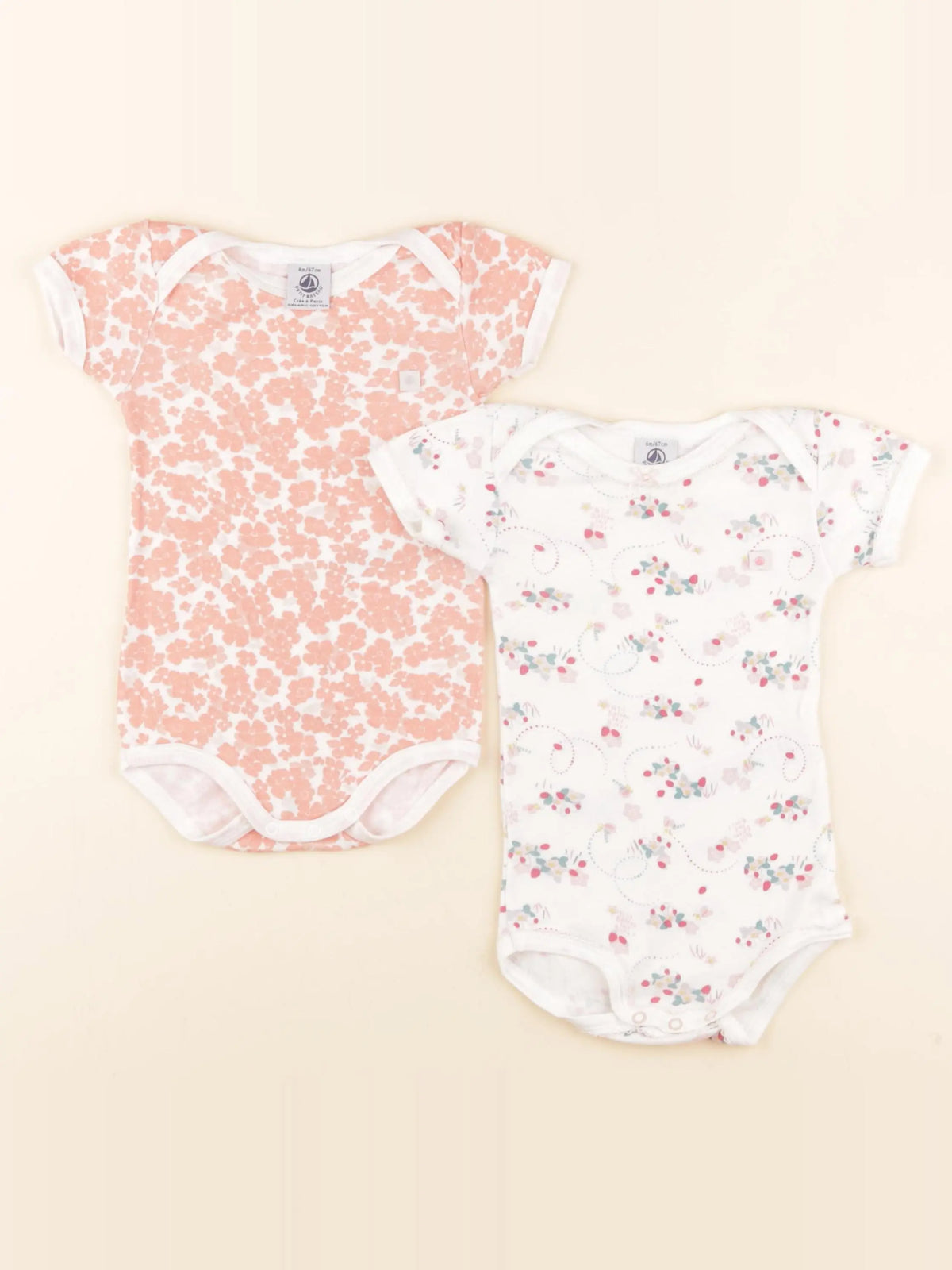 Petit Bateau - lot de 2 bodies en coton blanc - 6 mois