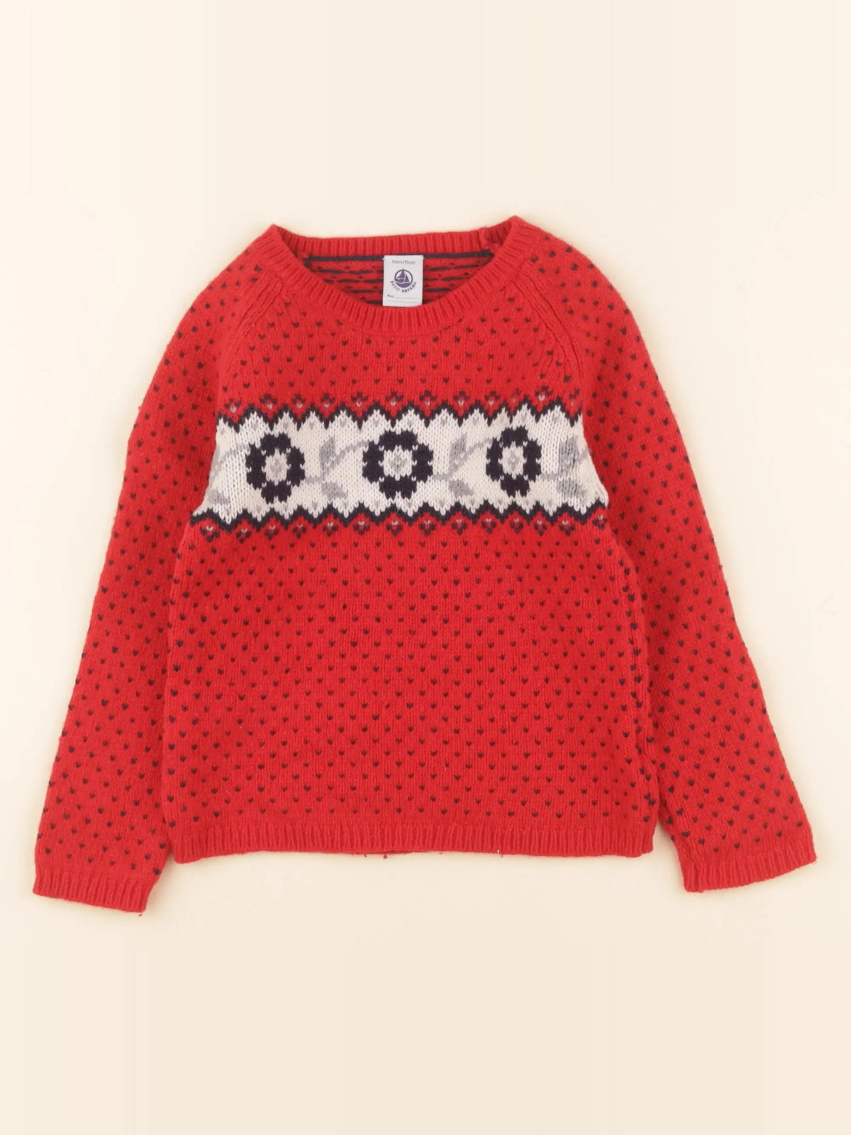 Petit Bateau - pull rouge - 3 ans