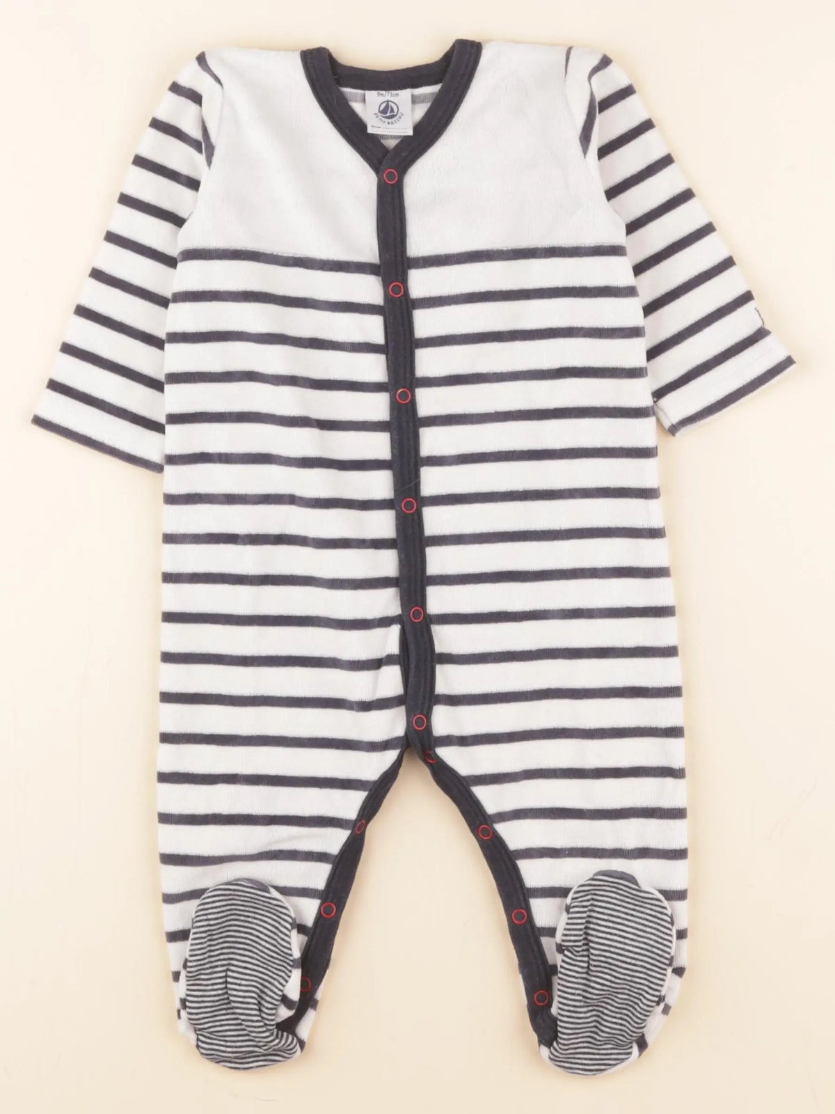 Petit Bateau - pyjama velours blanc - 9 mois