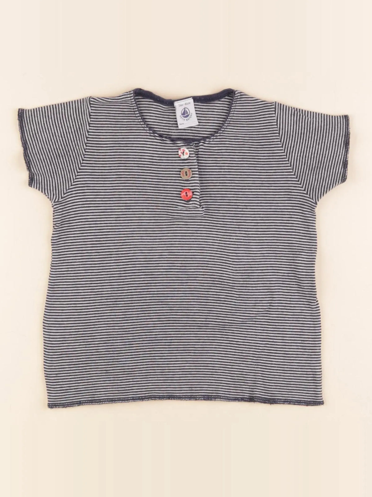 Petit Bateau - tee-shirt bleu - 24 mois