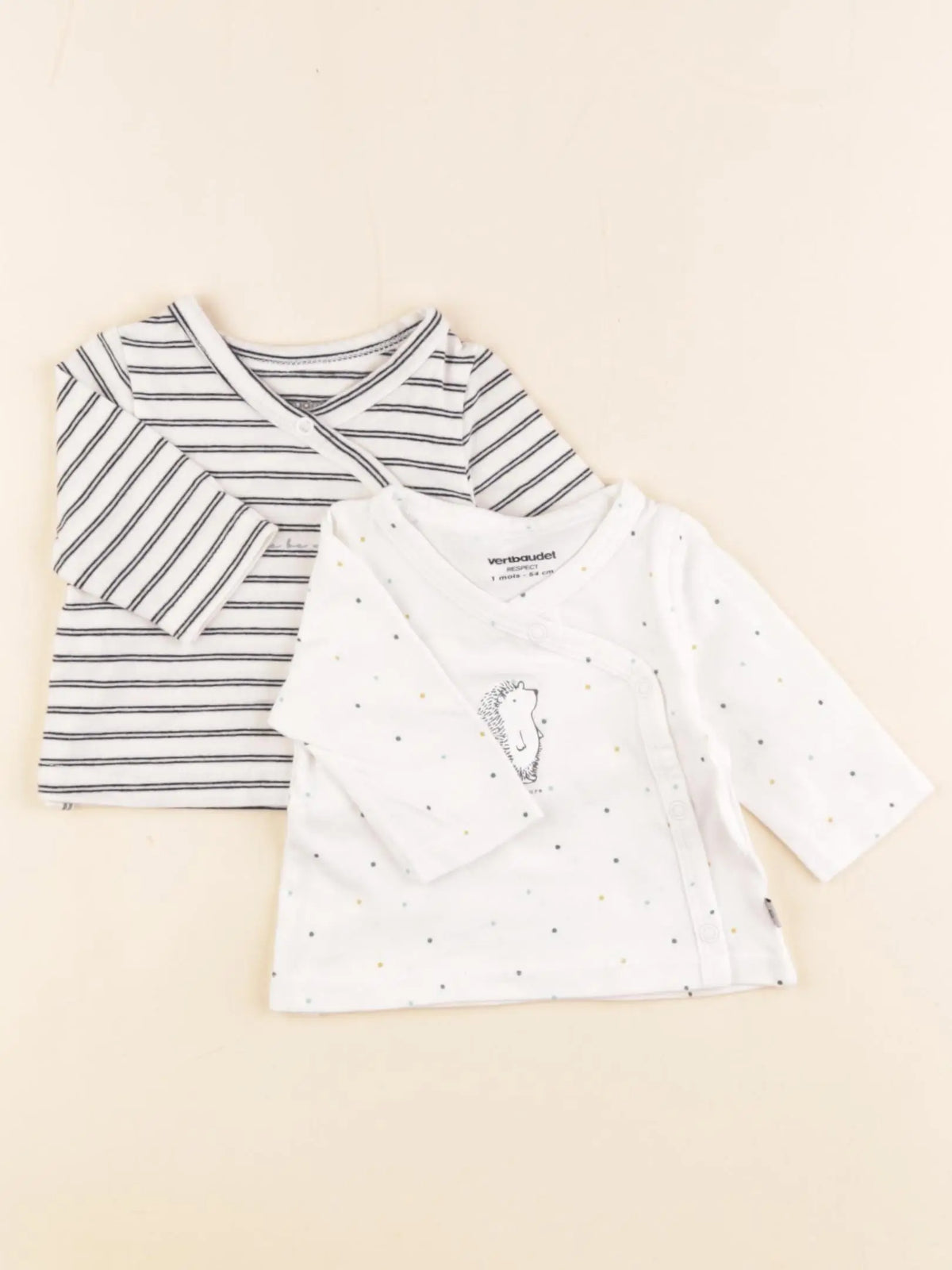 Vertbaudet - lot de 2 tee-shirts bleu, blanc - 1 mois
