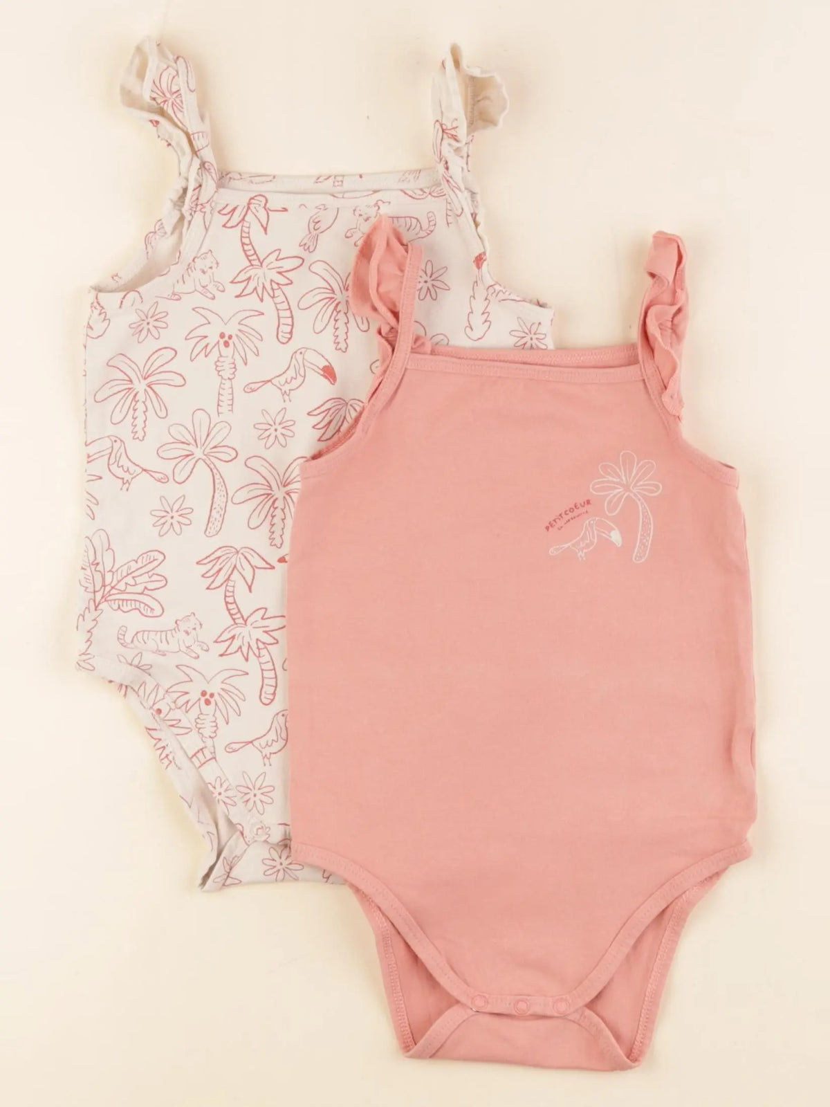 Tape à l'oeil - lot de 2 bodies en coton orange, beige - 24 mois