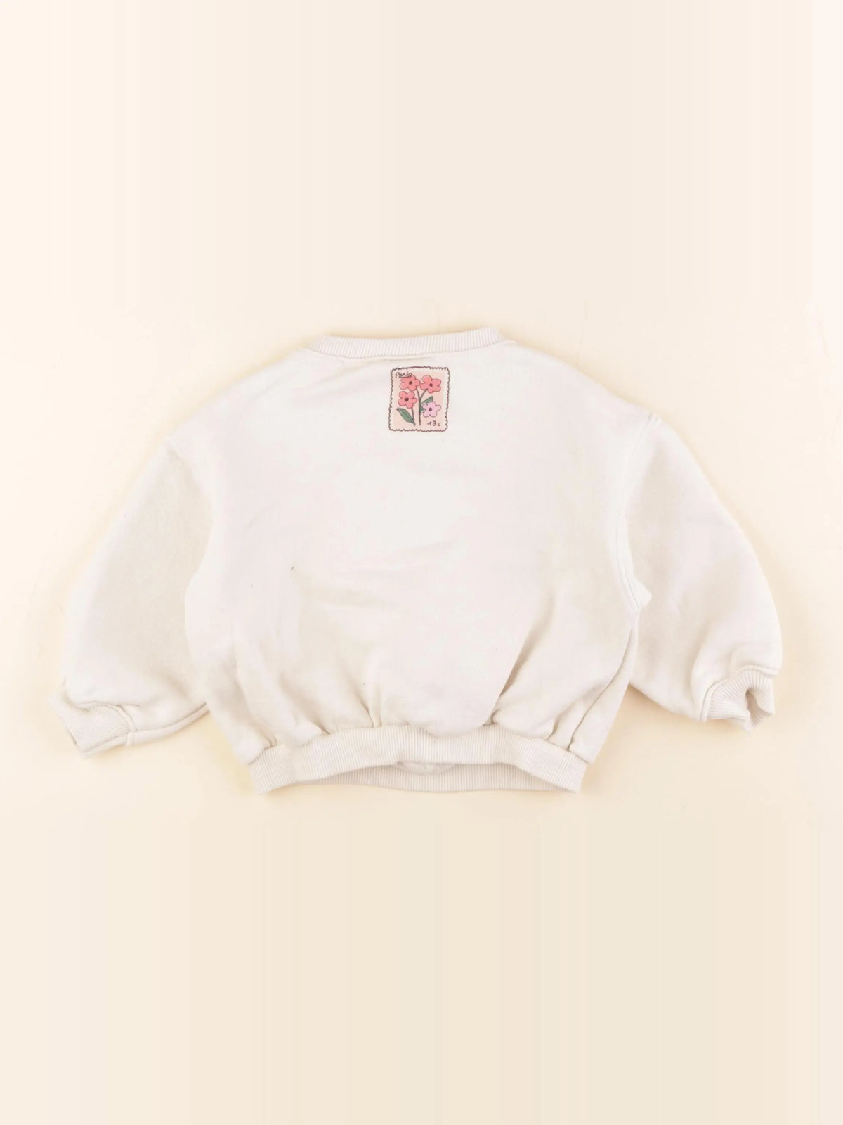 Zara - sweat imprimé au dos beige - 18 mois