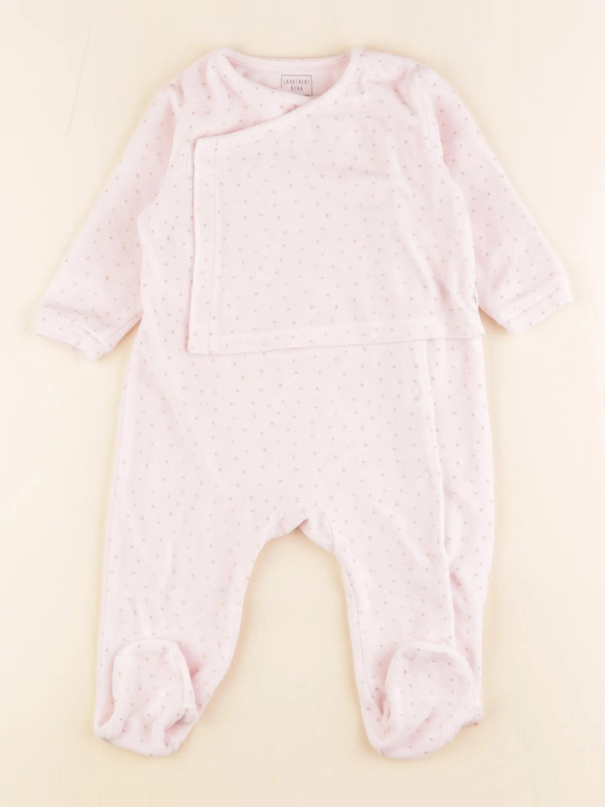 Carrément Beau - pyjama velours rose, or - 9 mois