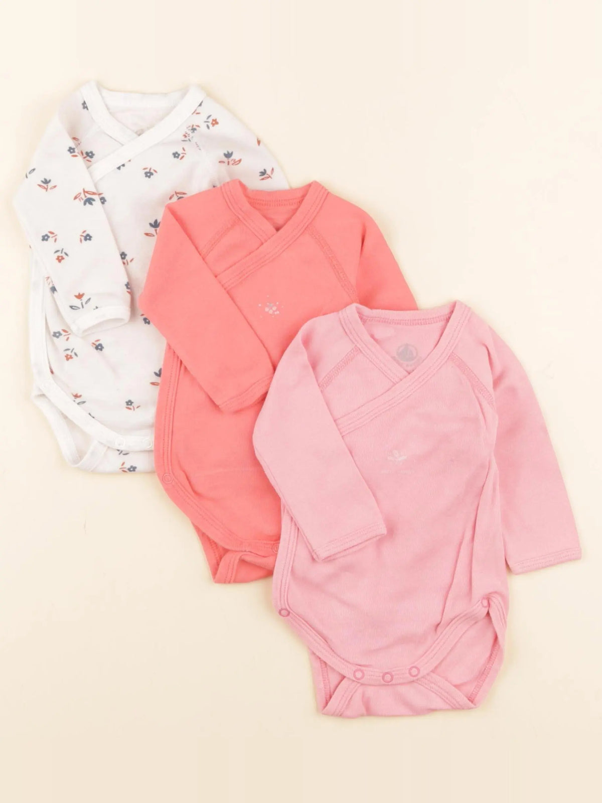 Petit Bateau - lot de 3 bodies en coton multicolore - 1 mois