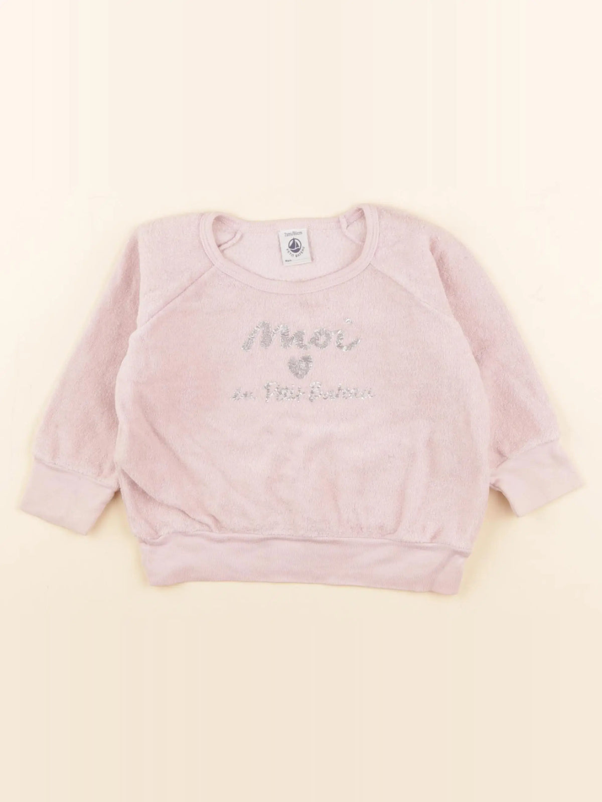 Petit Bateau - sweat éponge rose - 2 ans