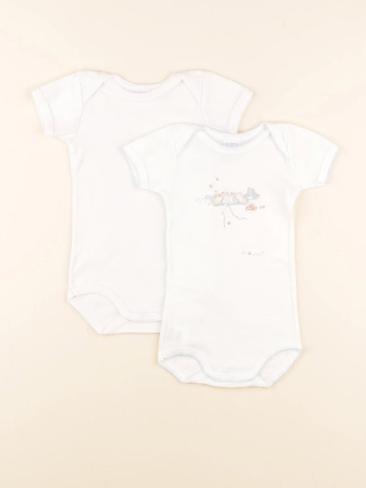 Petit Bateau - lot de 2 bodies en coton blanc - 6 mois