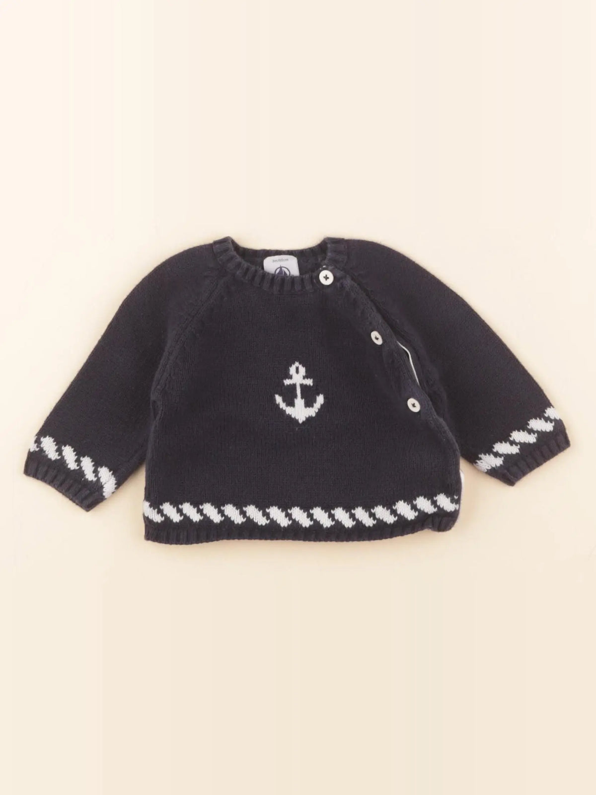 Petit Bateau - pull bleu - 3 mois
