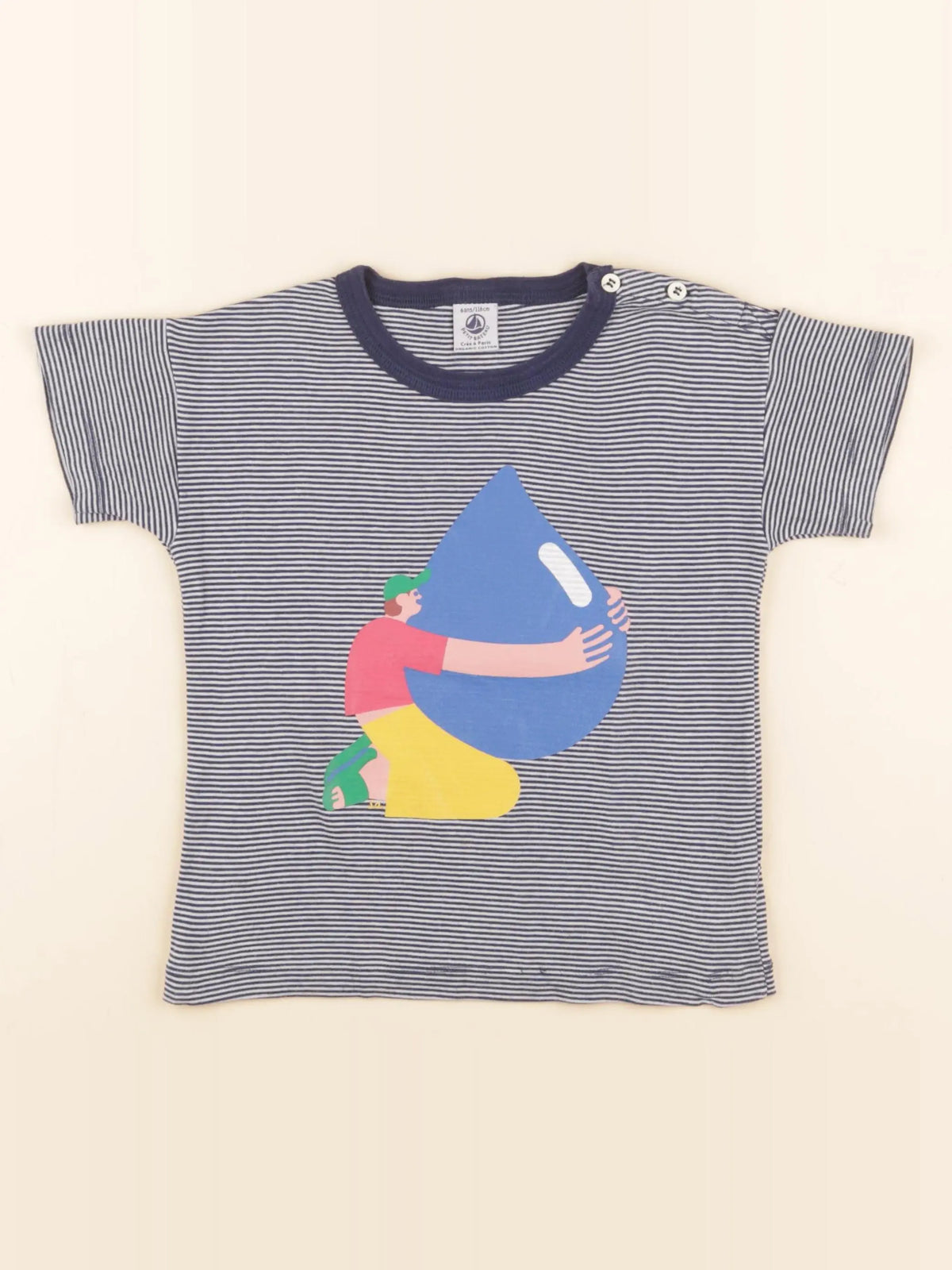Petit Bateau - tee-shirt blanc, bleu - 6 ans