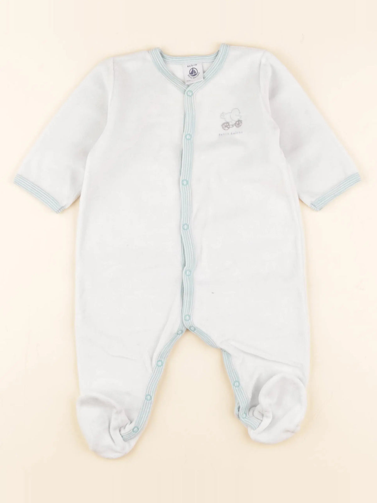 Petit Bateau - pyjama velours bleu - 6 mois