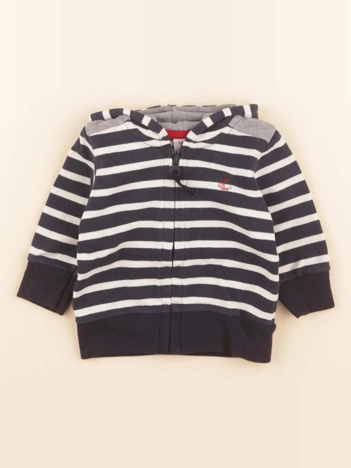 Petit Bateau - sweat bleu, blanc - 3 mois