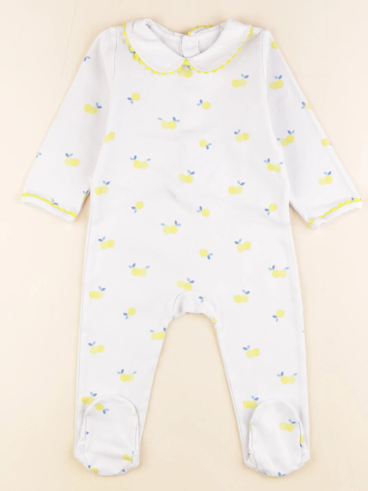 Jacadi - pyjama coton blanc, jaune - 18 mois