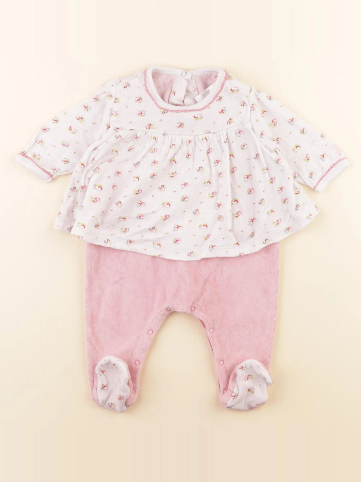 Petit Bateau - pyjama velours rose - 3 mois