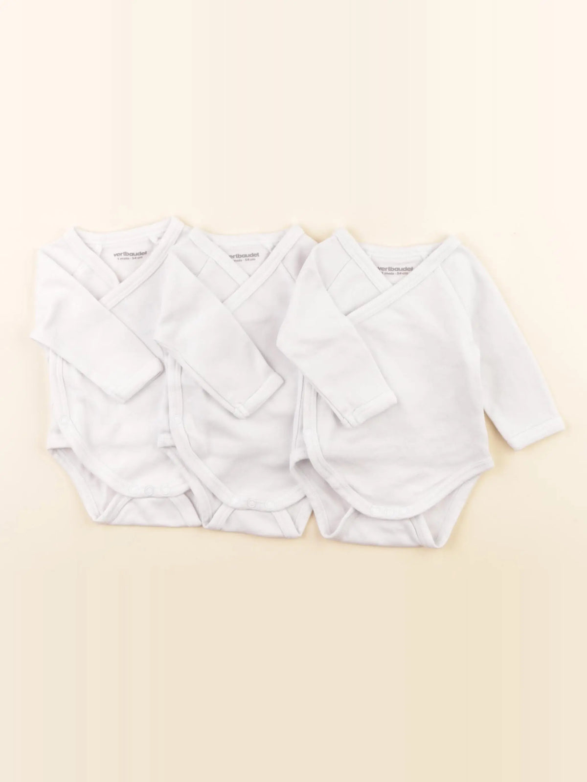 Vertbaudet - lot de 3 bodies en coton blanc - 1 mois