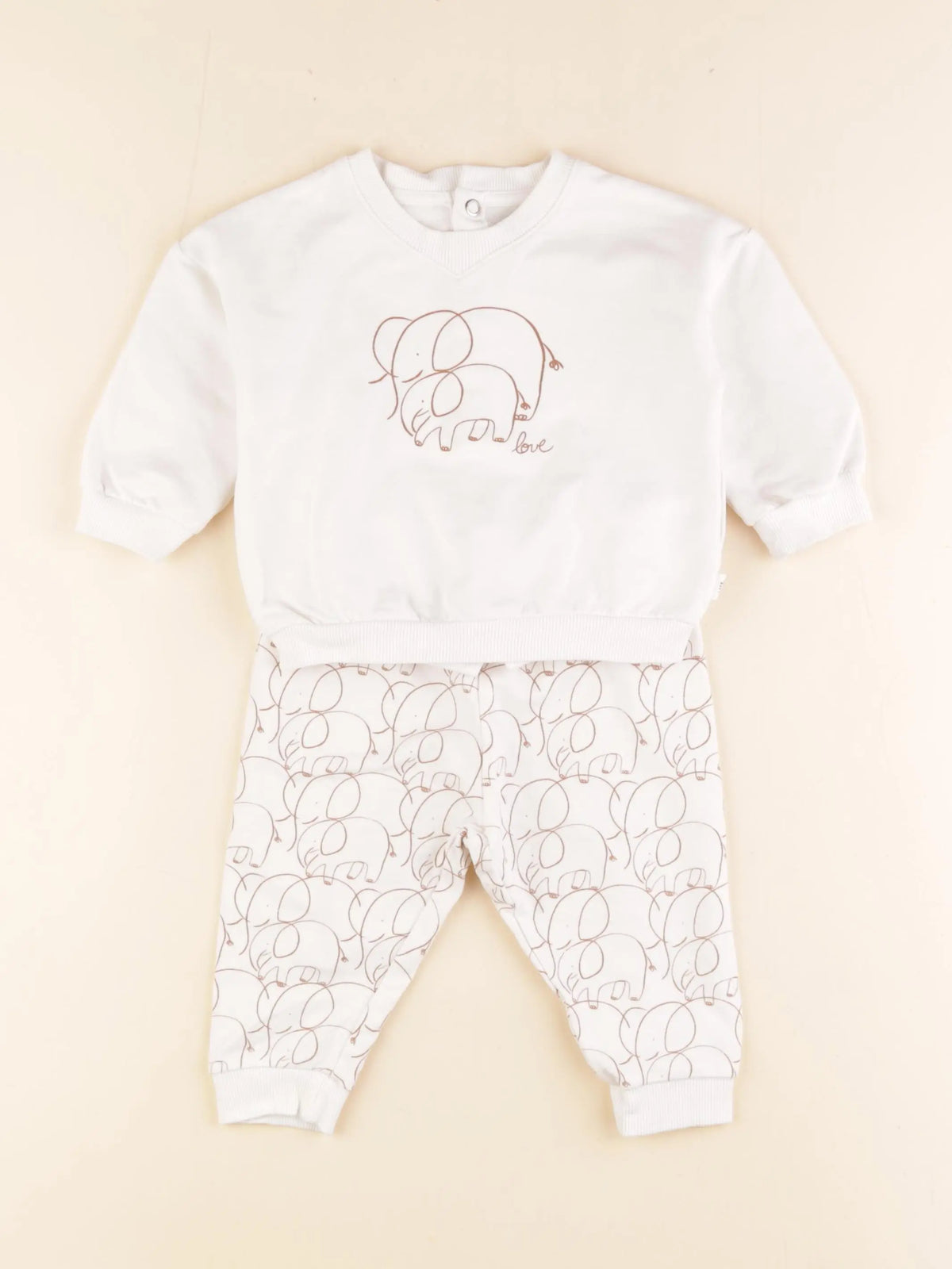 La Redoute - ensemble blanc, marron - 9 mois
