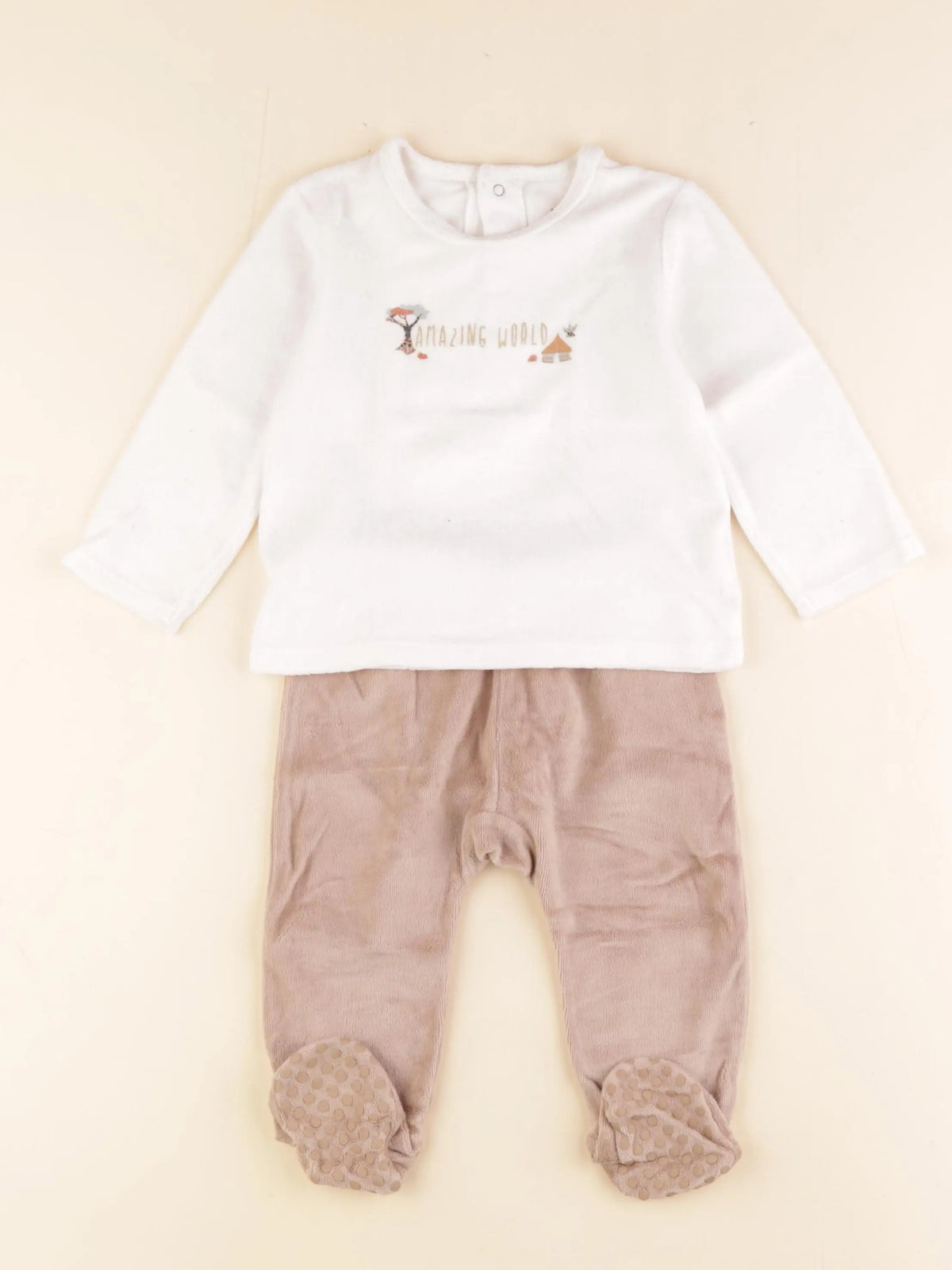La Redoute - pyjama velours beige - 12 mois