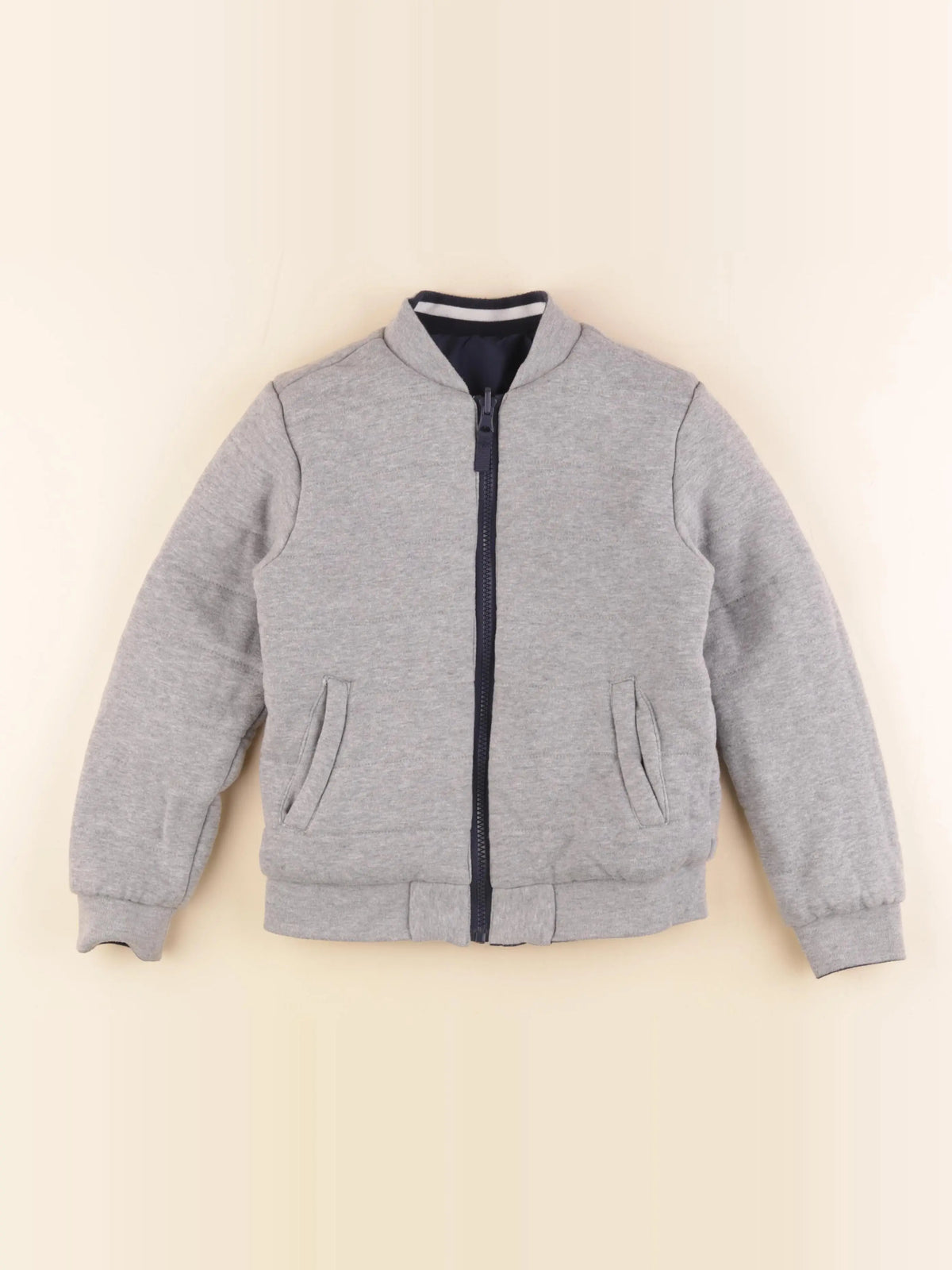 Vertbaudet - veste réversible gris, bleu - 8 ans