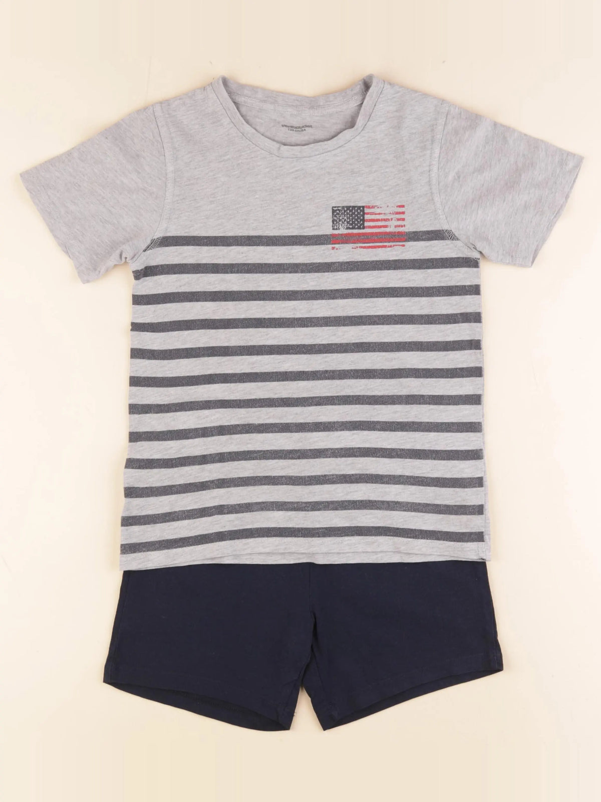 Vertbaudet - pyjama coton bleu, gris - 8 ans