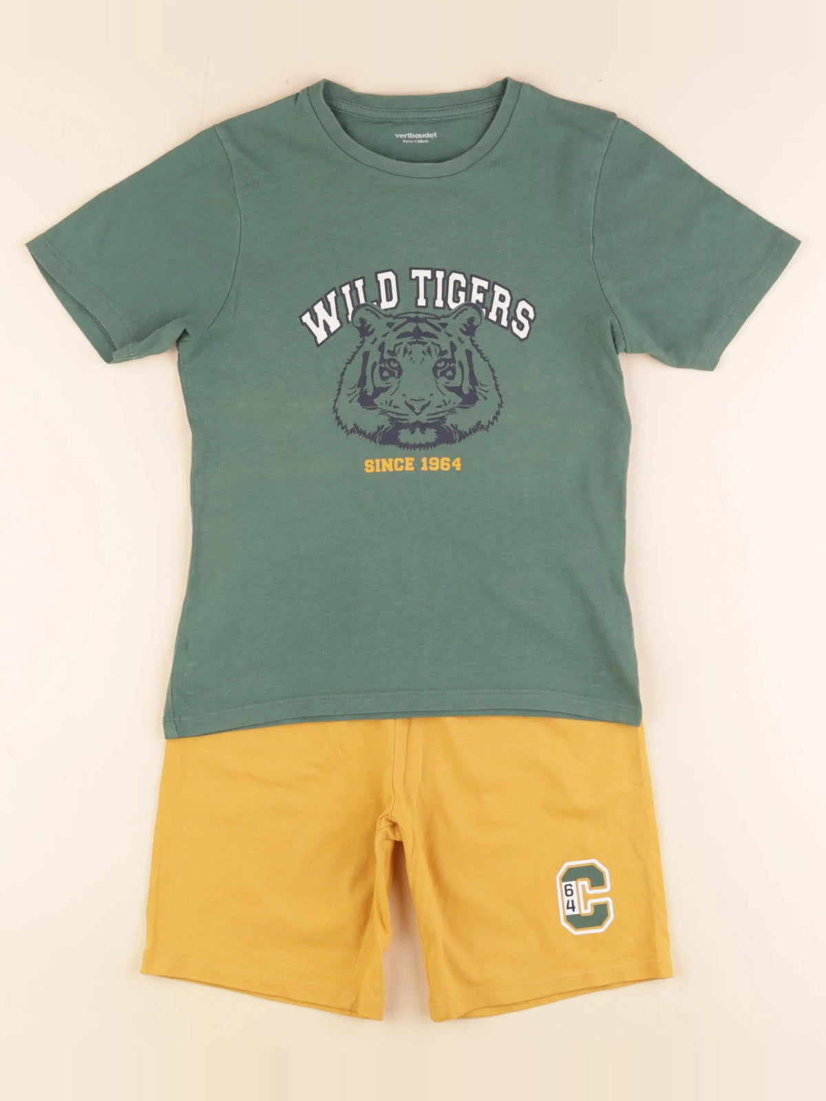 Vertbaudet - pyjama coton jaune, vert - 8 ans
