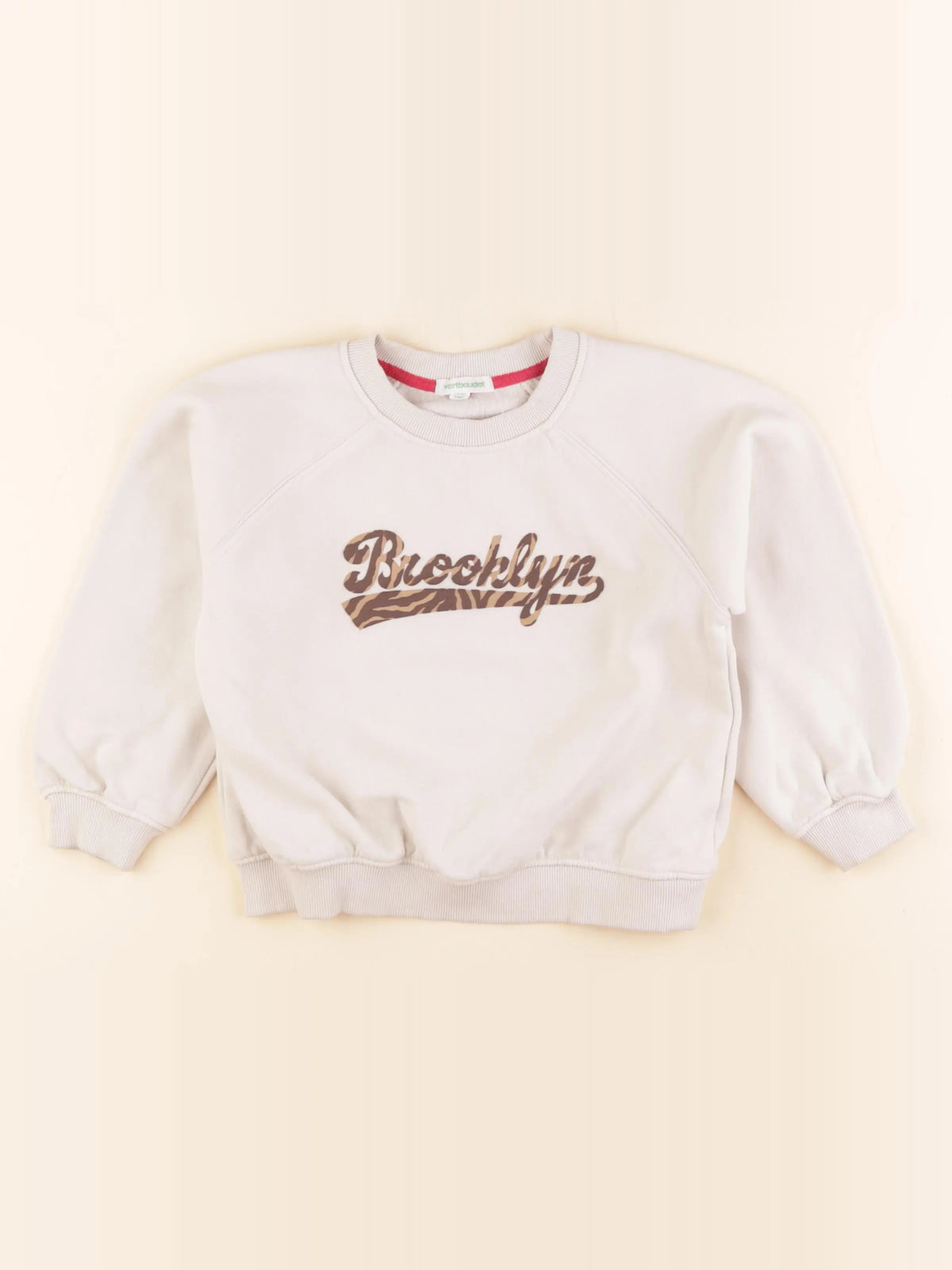 Vertbaudet - sweat beige, marron - 6 ans