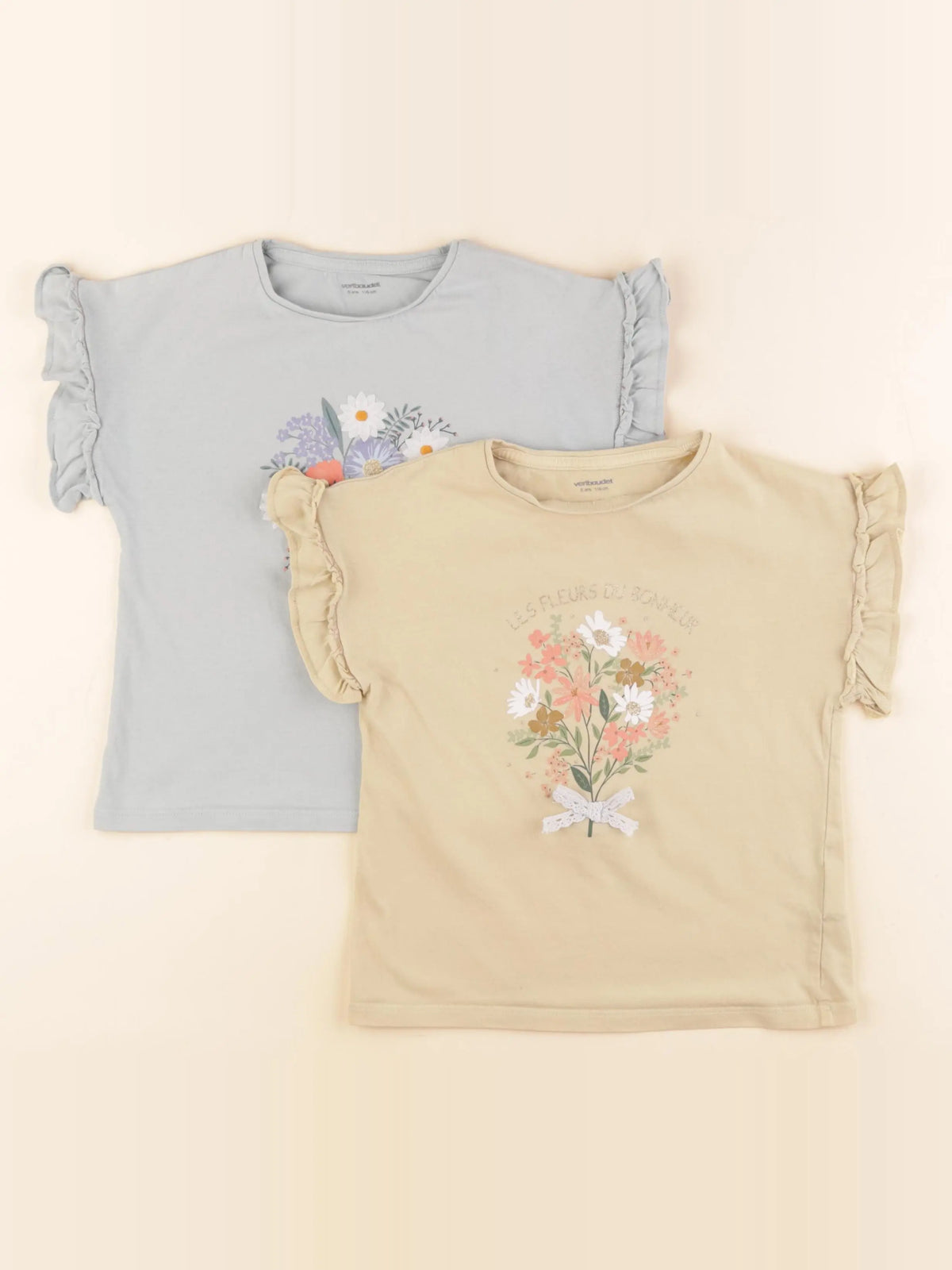 Vertbaudet - lot de 2 tee-shirts bleu, jaune - 6 ans
