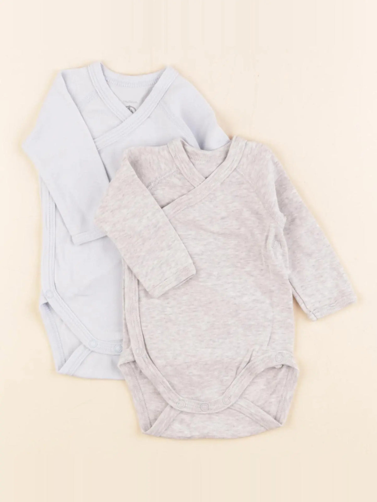 Petit Bateau - lot de 2 bodies en coton bleu, gris - 1 mois