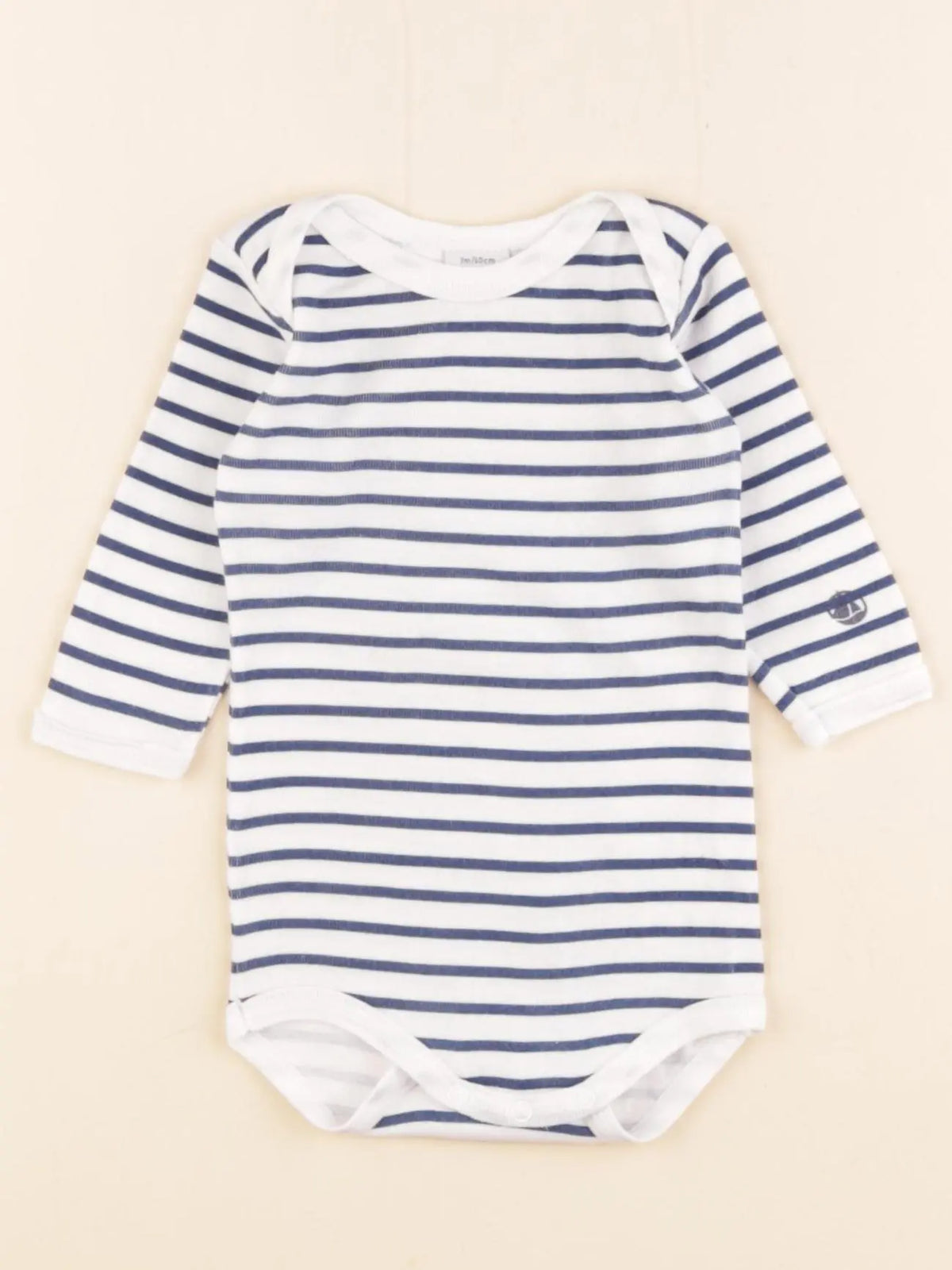 Petit Bateau - body blanc, bleu - 3 mois