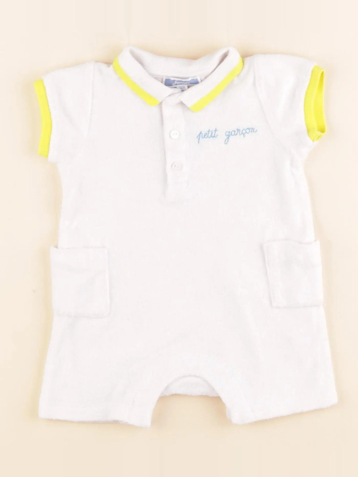 Jacadi - combinaison jaune, blanc - 12 mois