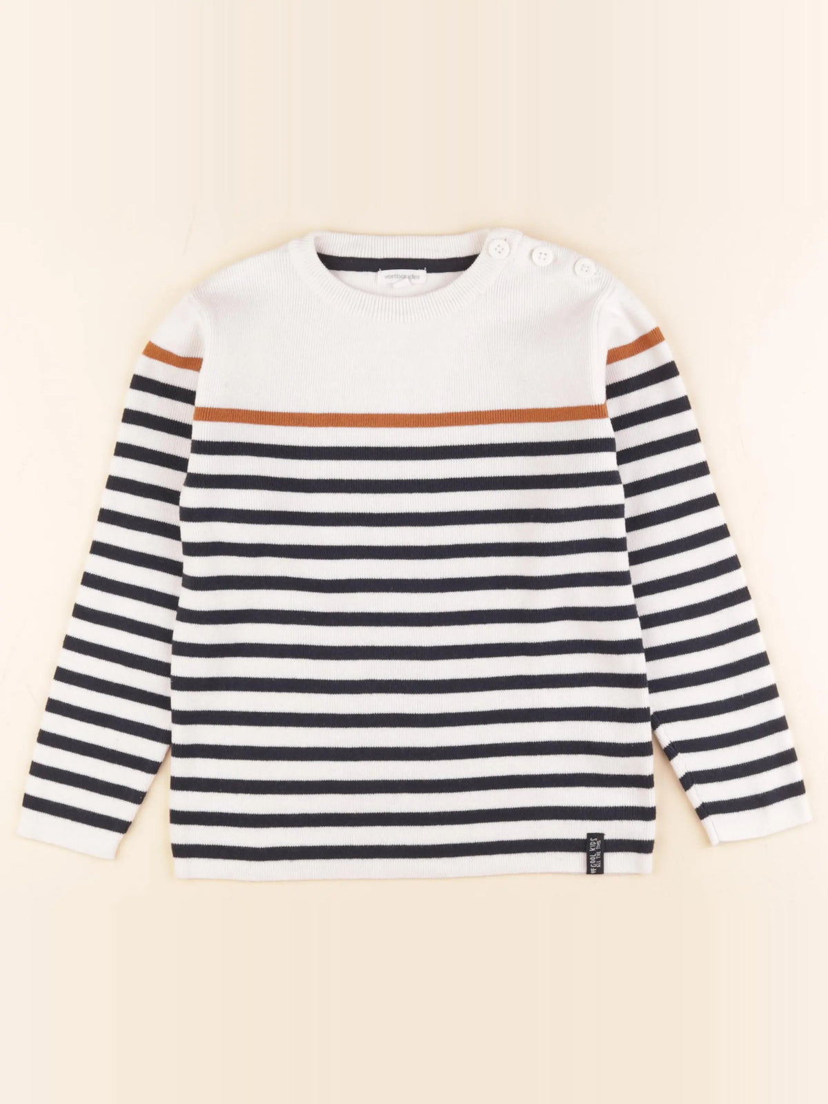 Vertbaudet - pull blanc, bleu - 8 ans