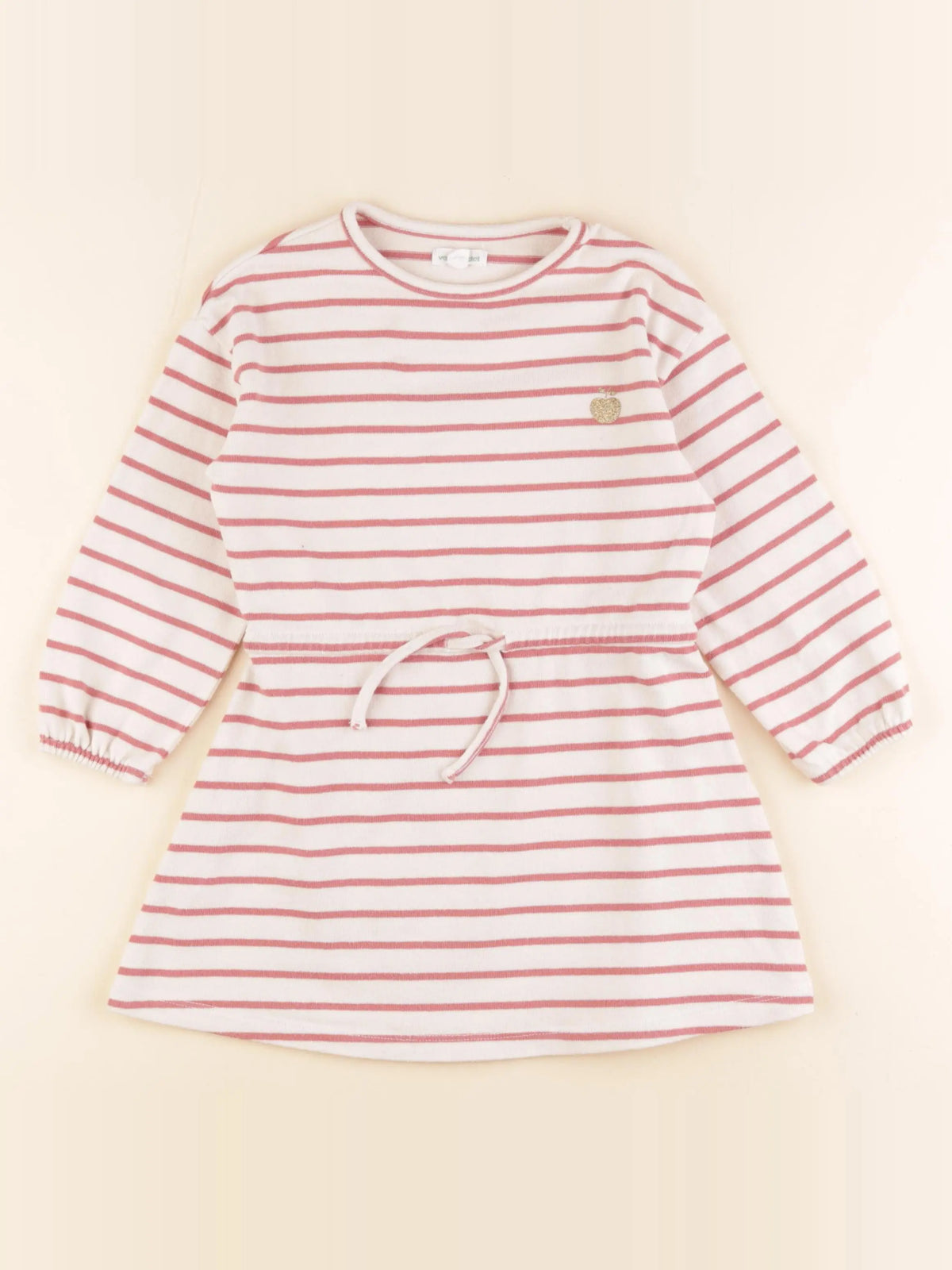 Vertbaudet - robe beige, rose - 4 ans