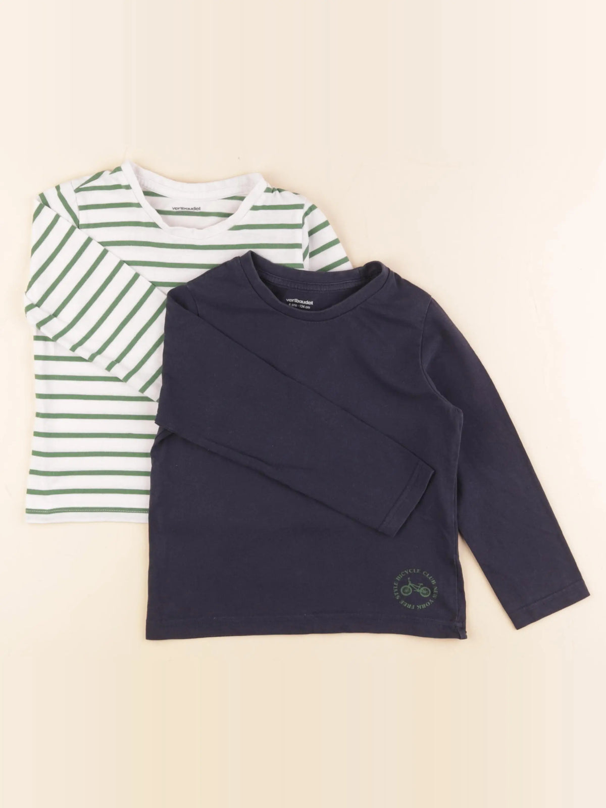 Vertbaudet - lot de 2 tee-shirts bleu, blanc - 4 ans