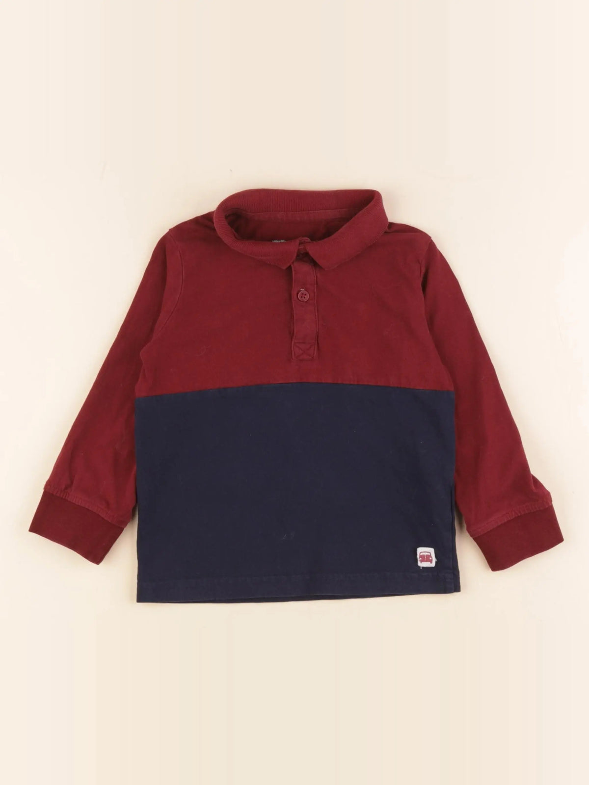 Vertbaudet - polo bleu, rouge - 3 ans