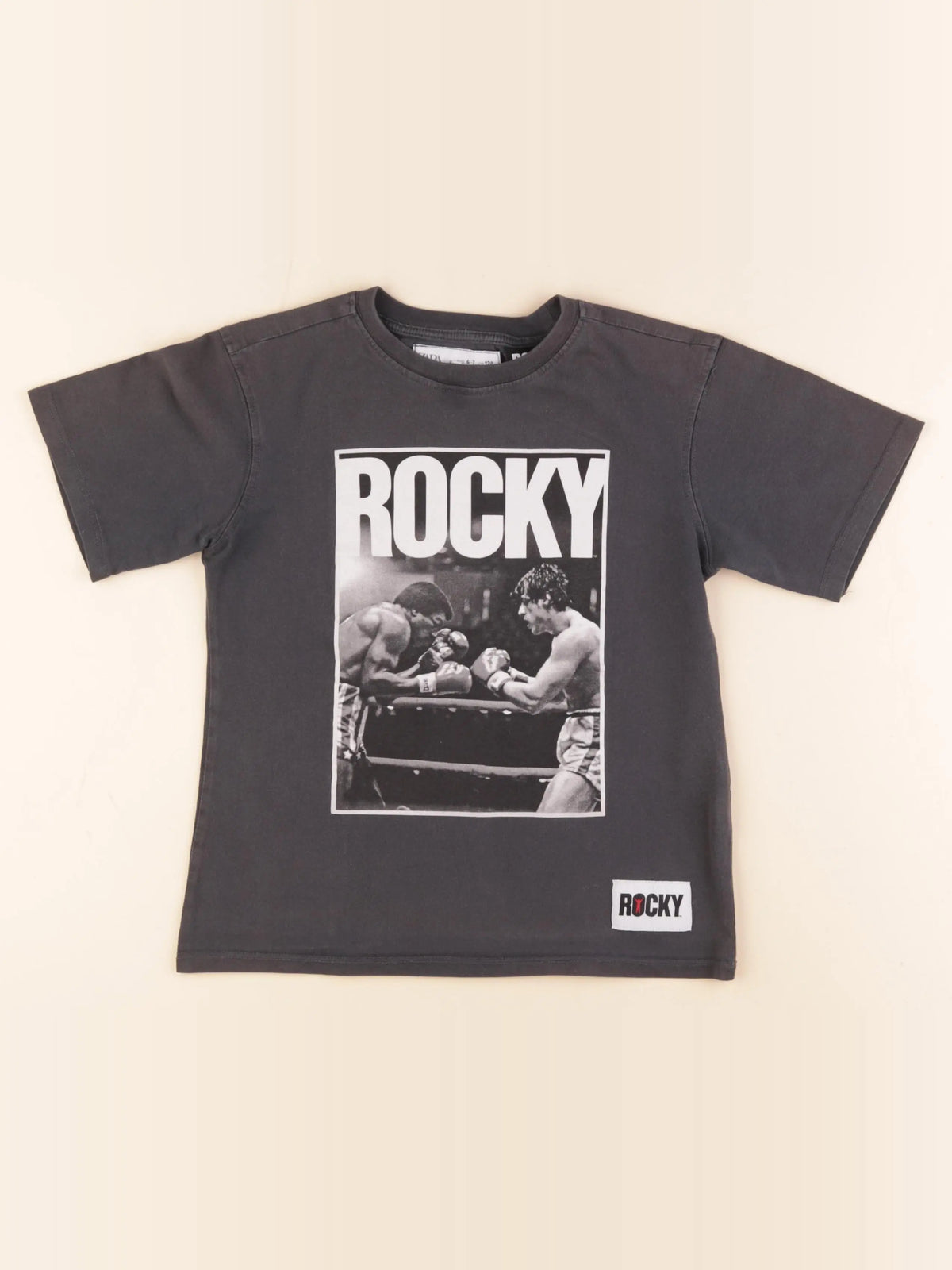 Zara - tee-shirt imprimé au dos noir, gris - 6/7 ans