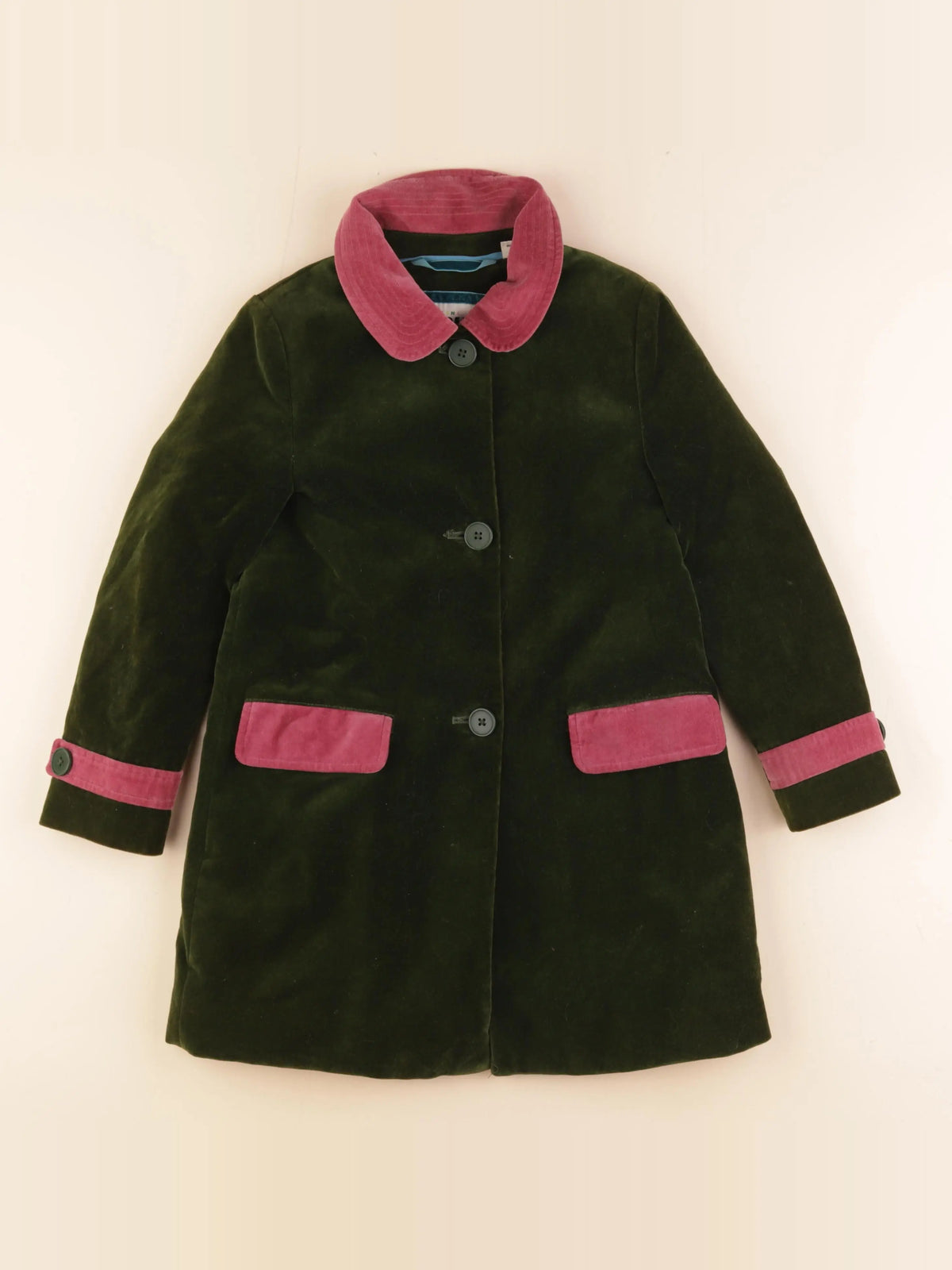 Mini Boden - manteau vert, rose - 6/7 ans