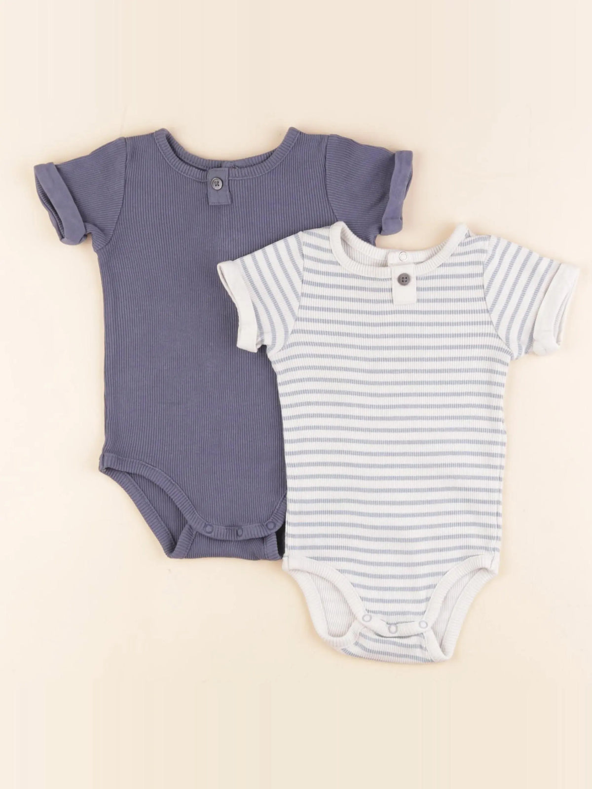 Boutchou - lot de 2 bodies en coton bleu - 9 mois