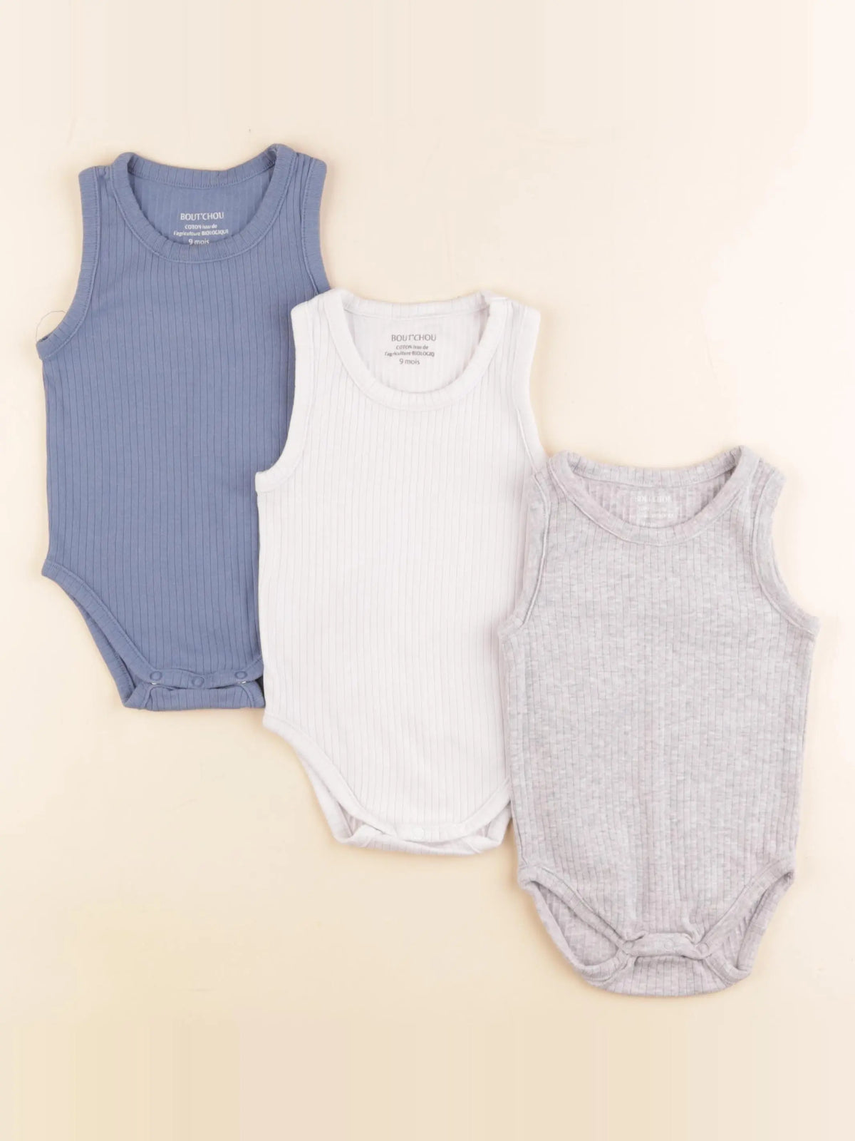 Boutchou - lot de 3 bodies en coton multicolore - 9 mois