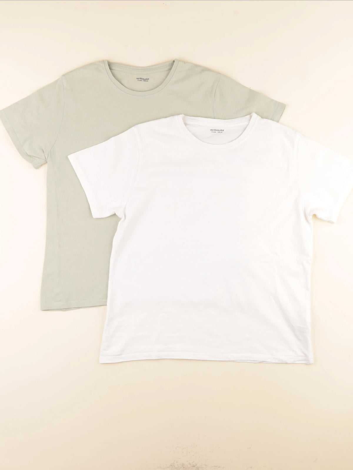 Vertbaudet - tee-shirt vert, blanc - 14 ans