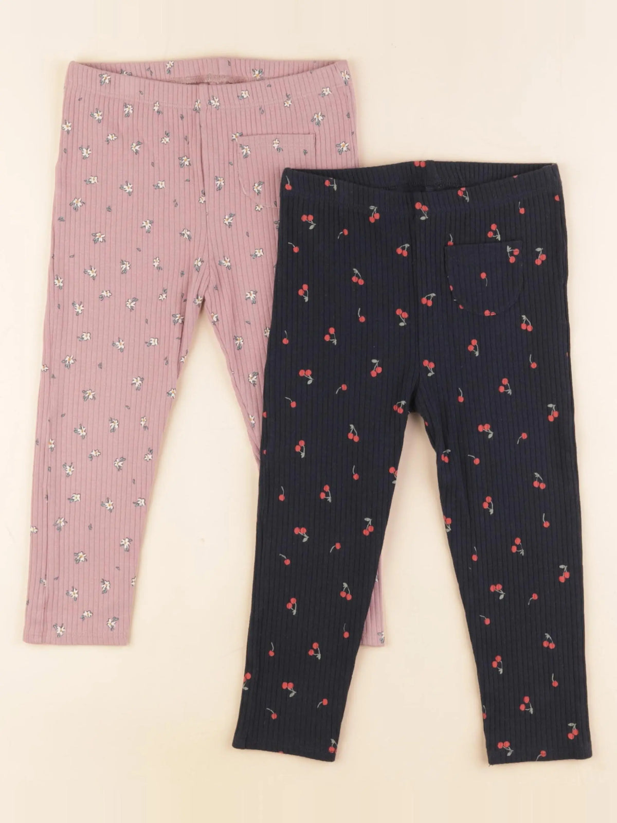 Vertbaudet - lot de 2 leggings bleu, rose - 3 ans