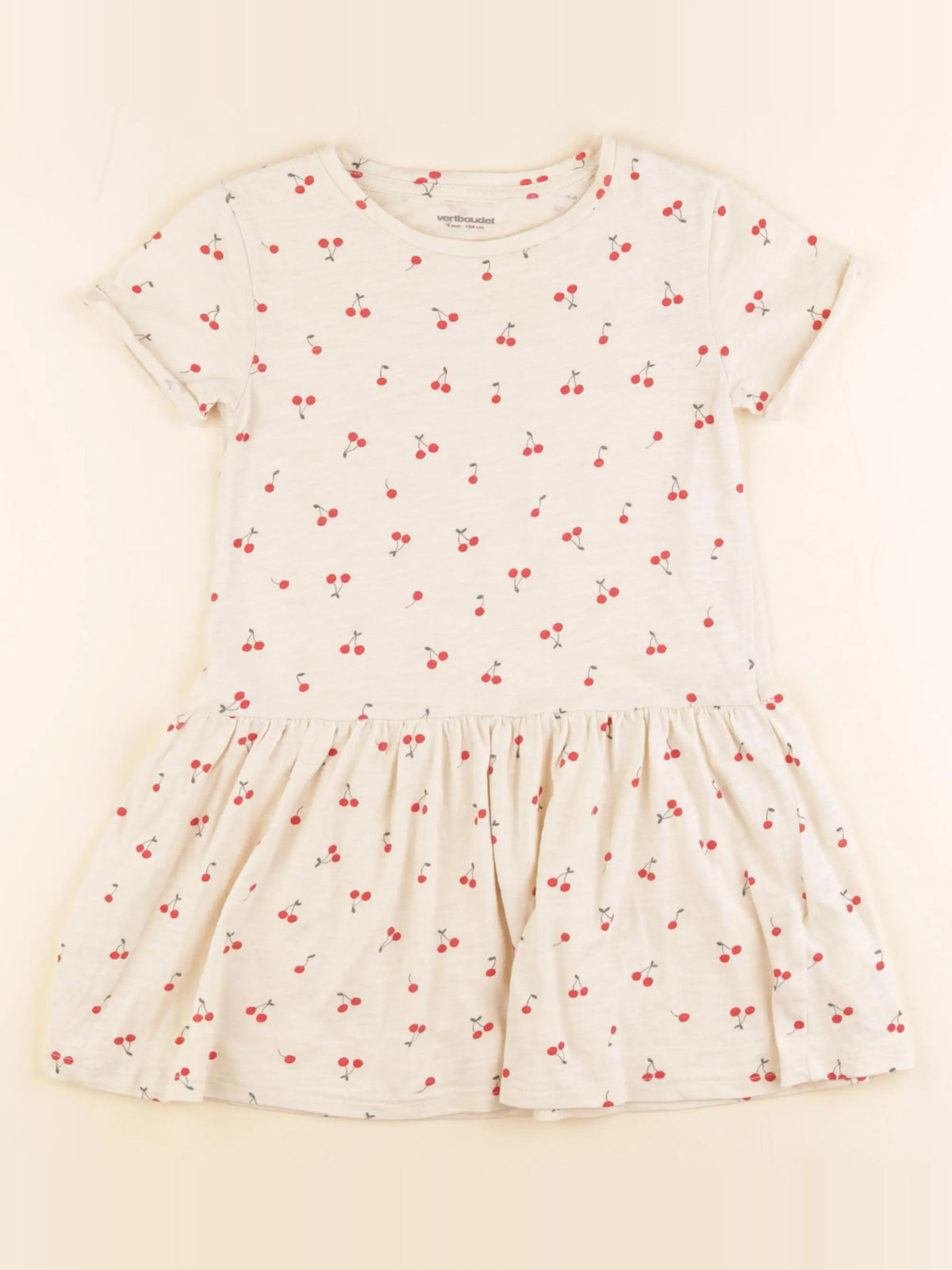 Vertbaudet - robe beige, rouge - 4 ans